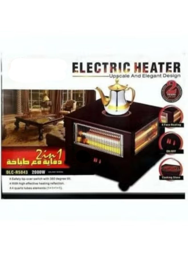 سخان 2 في 1 مع موقد 2000 واط 4 واجهات تدفئة - Image 2